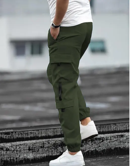 Olive Green Heavy Cargo Joggers for Men