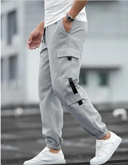 Light Grey Heavy Cargo Joggers for Men