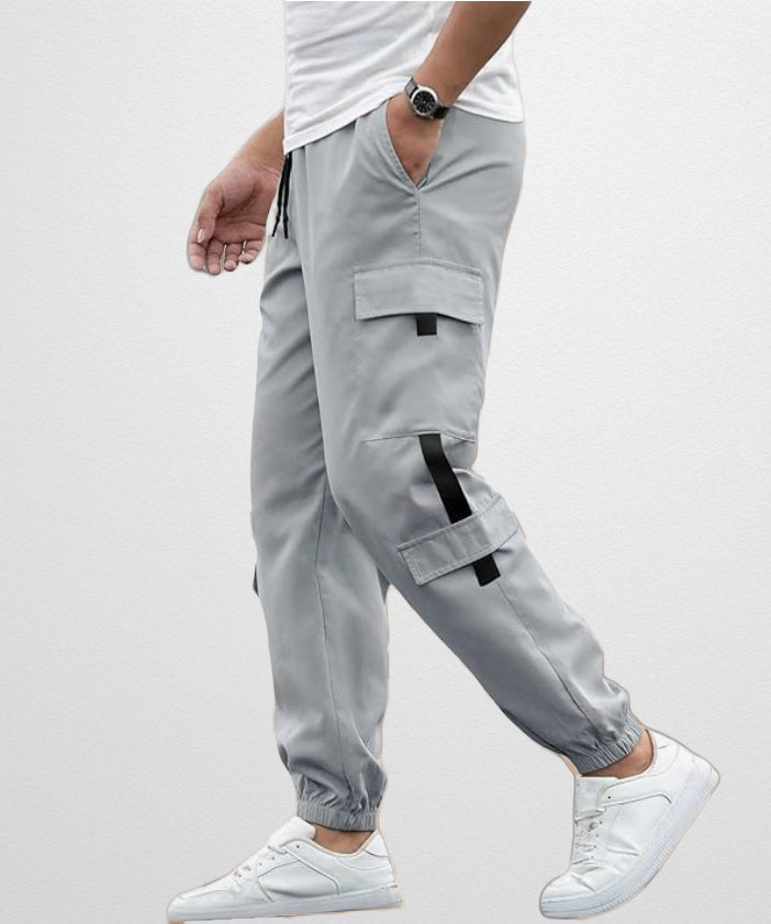 Light Grey Heavy Cargo Joggers for Men