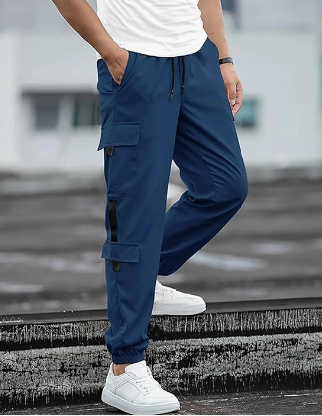 Blue Heavy Cargo Joggers for Men