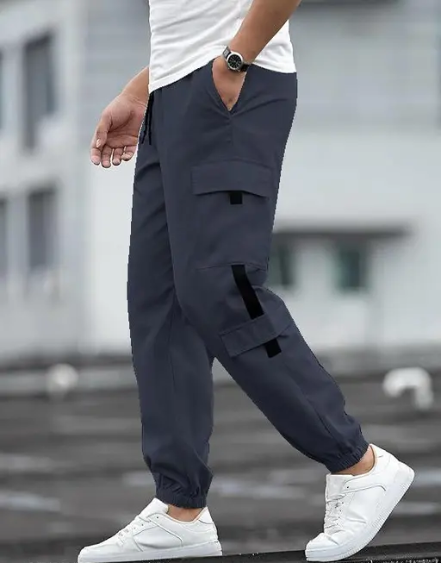 Dark Grey Heavy Cargo Joggers for Men