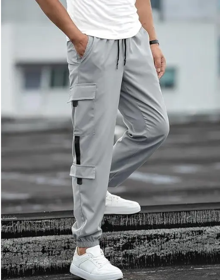 Light Grey Heavy Cargo Joggers for Men