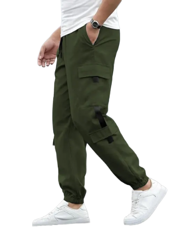 Olive Green Heavy Cargo Joggers for Men