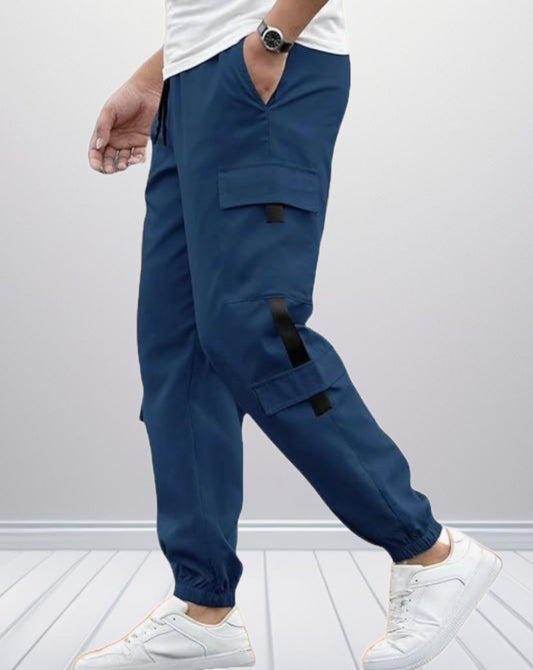 Blue Heavy Cargo Joggers for Men